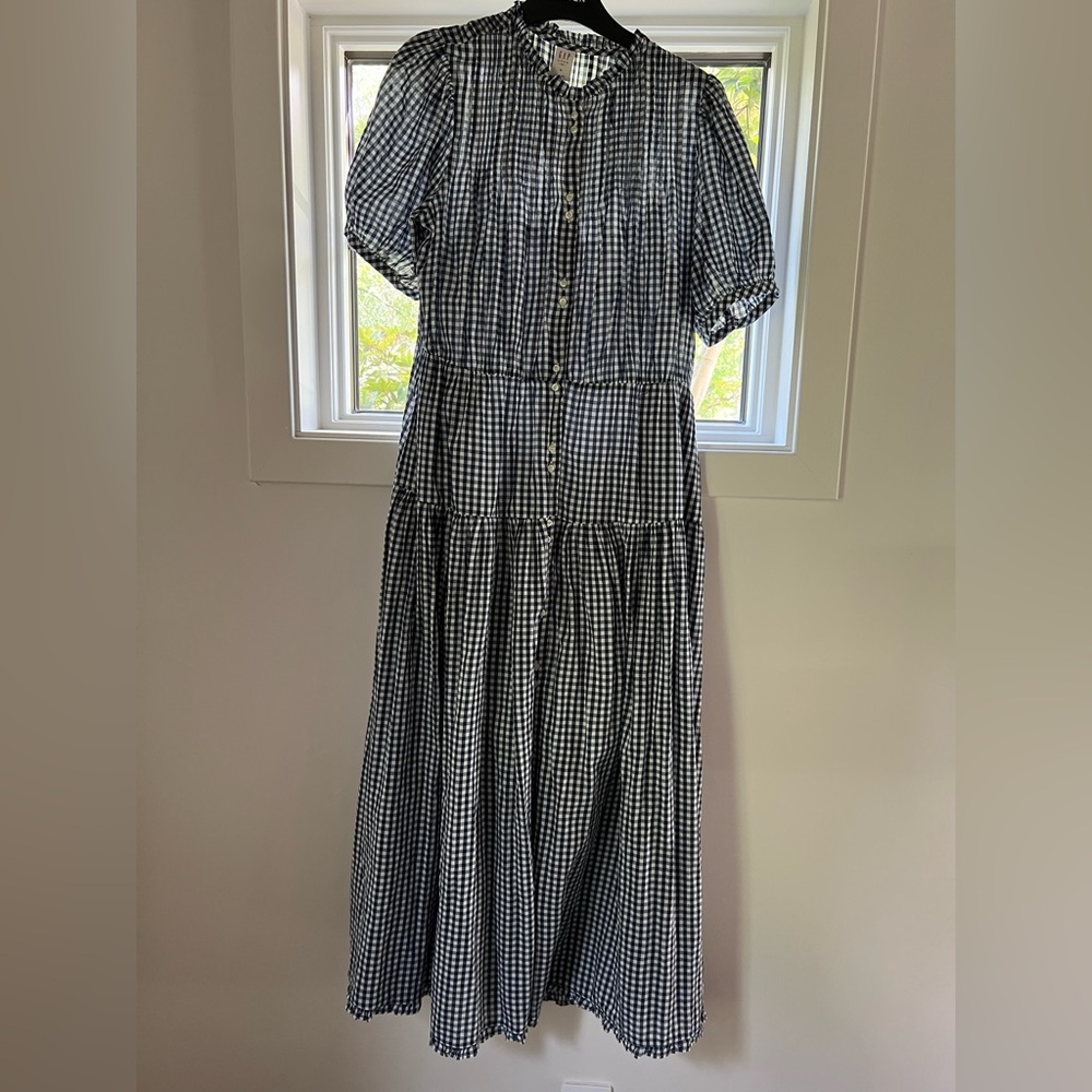Gap x Doen navy and White gingham Maxi Dress